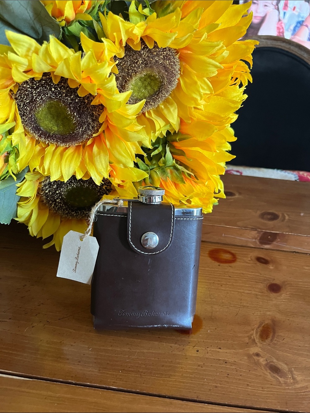 Tommy Bahama Dark Brown Leather Flask-Style Phone Case